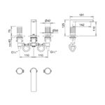 CRESTIAL LINEA 3-HOLE BASIN MIXER W/O POP UP WASTE, BRUSHED CHAMPAGNE FINISH - Image 2
