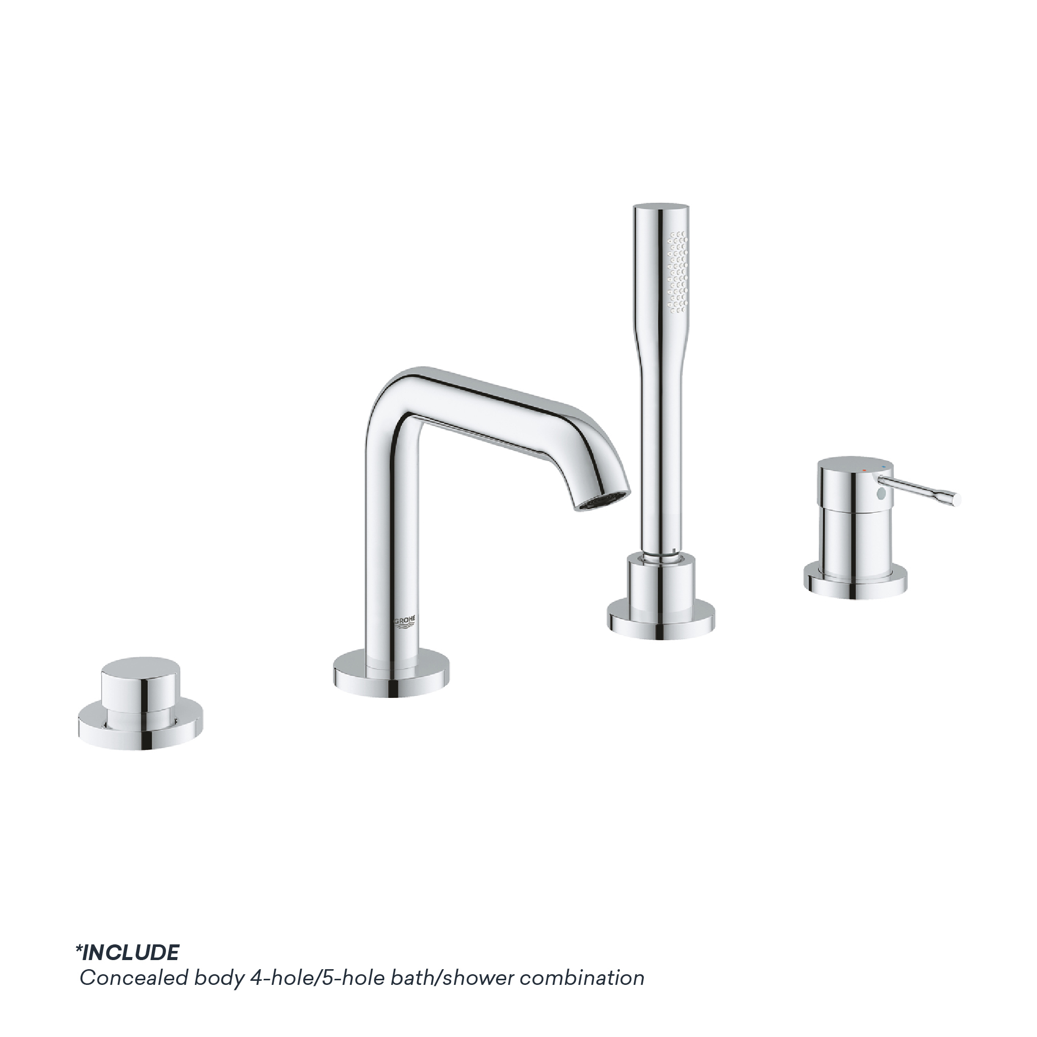 E-Com WEB - GROHE 1_19578001 + 29037000-01 GROHE ESSENCE 4-HOLE S-LEVER BATH COMBINATION WITH CONCEALED BODY 19578001 - Image 1