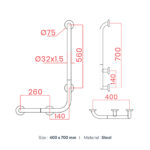 GOMAN SAFETY HANDLE WITH RIGHT/LEFT LATERAL VERTICAL ROD CLASSIC RILSAN N-Z4070U - Image 3