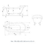 KNIEF VICTORIAN G FREESTANDING TUB 175X82CM, CHROME - Image 3