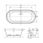 KOHLER CLEO 1.7M FREESTANDING CAST IRON BATHTUB. SKU: K-11195T-0 - Image 3
