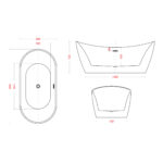 SANITAR VESSEL FREESTANDING BATHTUB. SKU: ART-8207B-180 - Image 3