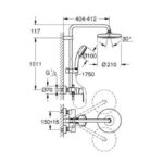 GROHE TEMPESTA COSMOPOLITAN 210 SHOWER SYSTEM WITH SINGLE LEVER BATH MIXER 26224001 - Image 2