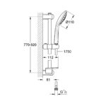 GROHE EUPHORIA 110 MASSAGE SHOWER RAIL SET 3SPRAYS 900MM, BRUSHED HARD GRAPHITE 27226AL1 - Image 2