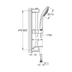 GROHE EUPHORIA 110 MASSAGE SHOWER RAIL SET 3 SPRAYS, CHROME 27243001 - Image 2
