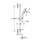 GROHE TEMPESTA CUBE 110 SHOWER RAIL SET 3 SPRAYS, CHROME 27929003 - Image 2