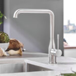 GROHE ESSENCE S-LEVER SINK MIXER HIGH SPOUT, SUPERSTEEL - Image 3