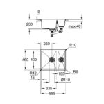 GROHE K500 SINK 60-C55,5/46 1.5 REV555X460, GRANITE BLACK - Image 2