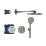 GROHTHERM SMARTCONTROL ROUND CONCEALED 3 FUNCT SHOWER SYSTEM 310, BRUSHED HARD GRAPHITE 34863AL0