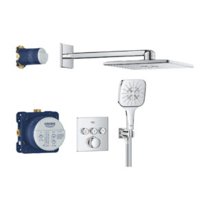 GROHTHERM SMARTCONTROL SQUARE CONCEALED 3 FUNCT SHOWER SYSTEM 310, CHROME 34864000