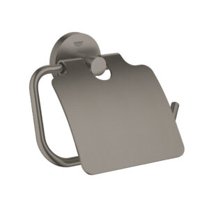 GROHE ESSENTIALS TOILET PAPER HOLDER WITH COVER, BRUSHED HARD GRAPHITE 40367AL1