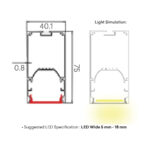 Penta Linea ALUMINIUM PROFILE 40.1X75MM ANODIZING SILVER 3M/PC - Image 2