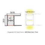 Penta Linea ALUMINIUM PROFILE + PLASTIC COVER 26.55X20.3MM ANODIZING CHAMPAGNE 3M/PC - Image 2