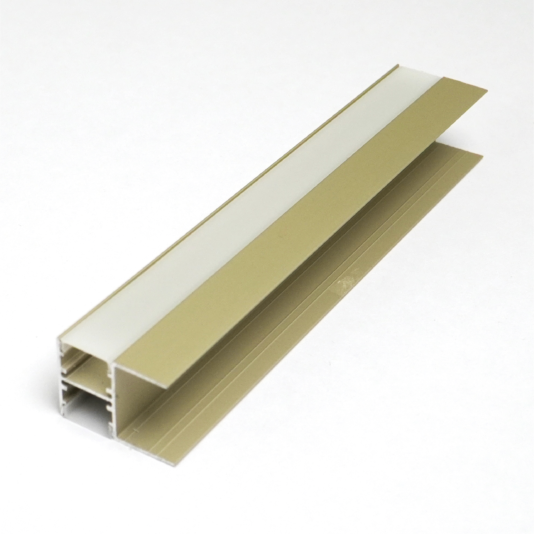 Pentalinea-YG-2720-ASG-01.jpg Penta Linea ALUMINIUM PROFILE + PLASTIC COVER 26.55X20.3MM ANODIZING SANDBLAST GOLD 3M/PC - Image 1