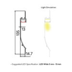 Penta Linea ALUMINIUM PROFILE + PLASTIC COVER 135X14.7MM POWDER COATED MATTE WHITE 3M/PC - Image 2