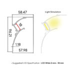 Penta Linea ALUMINIUM PROFILE + PLASTIC COVER 96.21X58.47MM POWDER COATED MATTE WHITE 3M/PC - Image 2