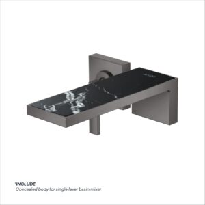 AXOR MYEDITION SINGLE LEVER WALL-MOUNTED BASIN MIXER W/ PLATE 245 MARBLE NERO MARQUINA