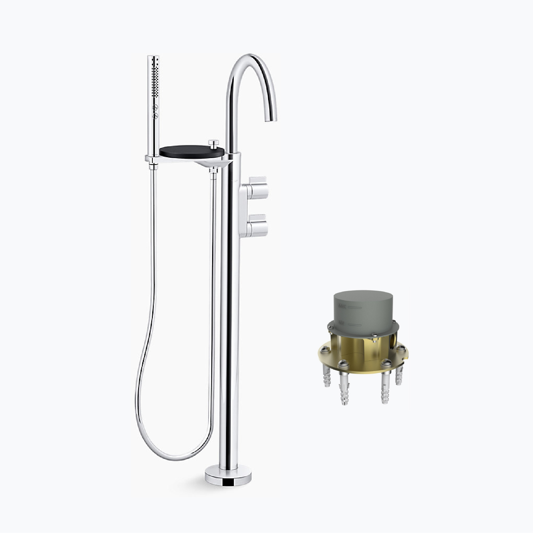 E-Com WEB - Kohler 186_K-77984T-4-CP + 97905T-NA-01 KOHLER COMPONENTS FREESTANDING BATH FAUCET - LEVER WITH K-97905T-NA - Image 1