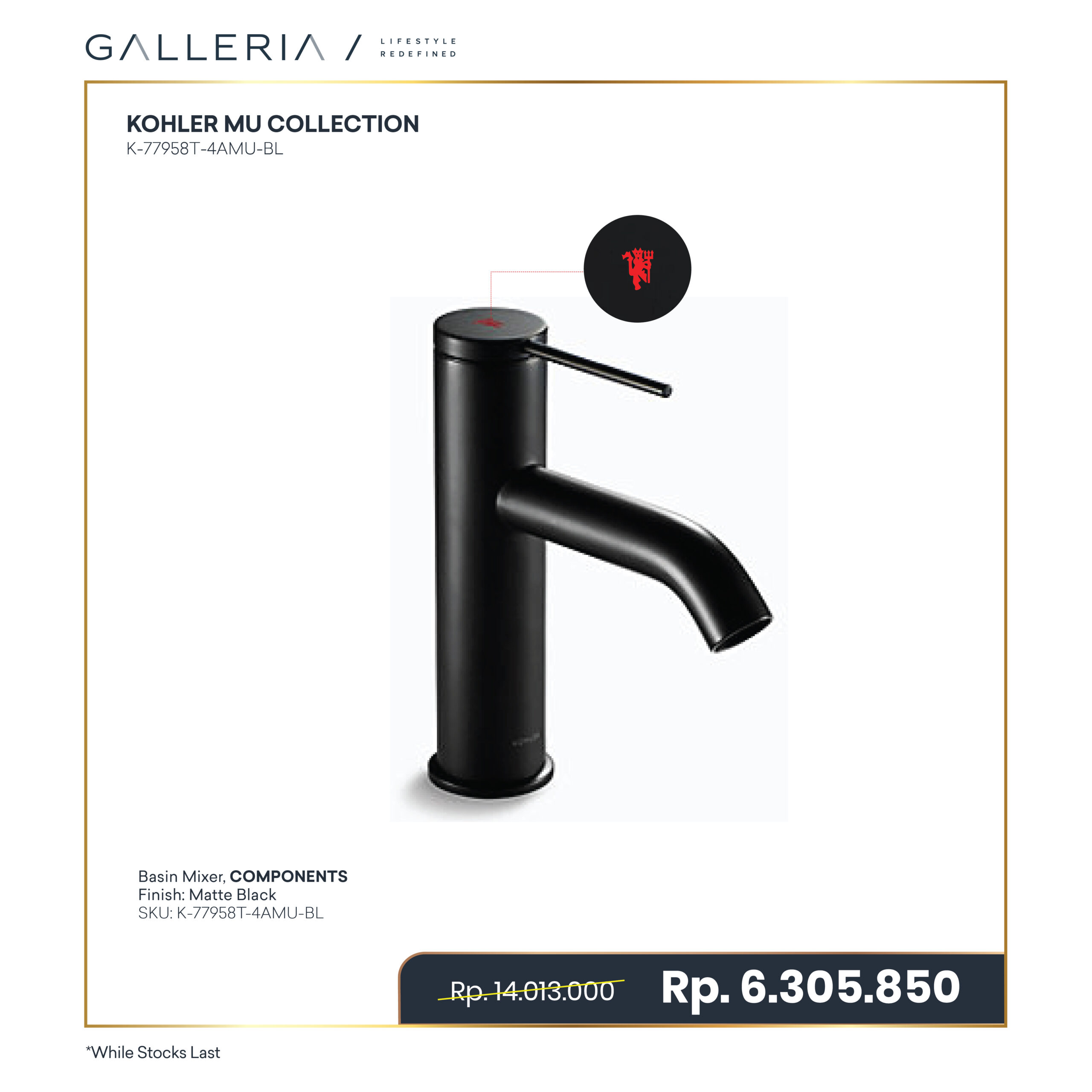 Paket Special Price-24 KOHLER MU COMPONENTS SINGLE CONTROL LAVATORY FAUCET K-77958T-4AMU-BL - Image 1